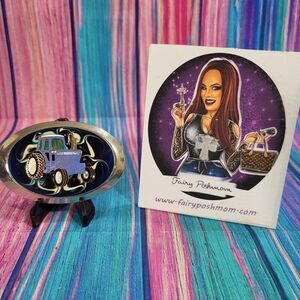 🔷️Ford Tractor on Blue Epoxy Belt Buckle